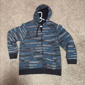 Striped Gray and Blue Hoodie ELITE GRUNGE CYBERY2K